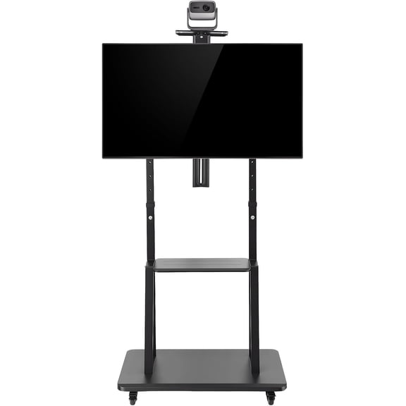 SLIYANG Heavy Duty Rolling TV Stand on Wheels fit for 32-85" Screens up to 132 lbs, Mobile Cart with Shelf & Locking Casters, Height Adjustable Floor Mount, Max VESA 600x400mm, Black