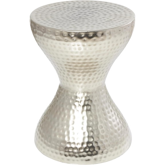 SLIYANG Metal Accent Table, 14" x 14" x 18", Silver. Fit for living room, bedroom, small spaces