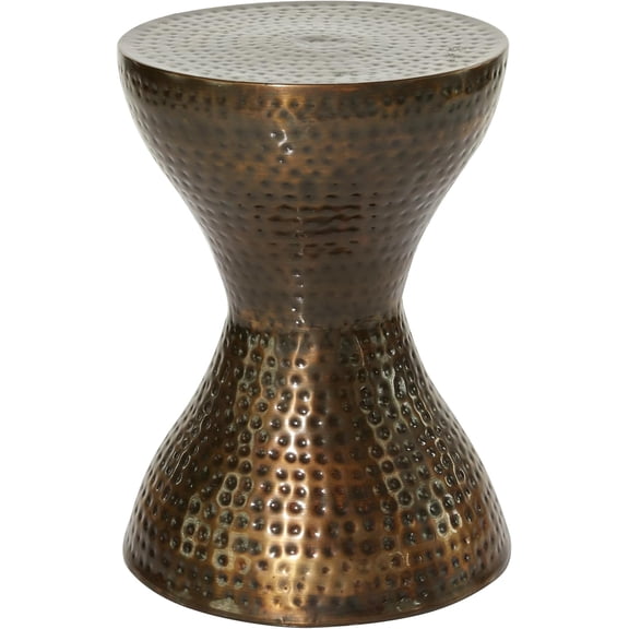 SLIYANG Metal Hourglass Side Table, 14" x 14" x 19", Polished Bronze. Fit for living room, bedroom, small spaces