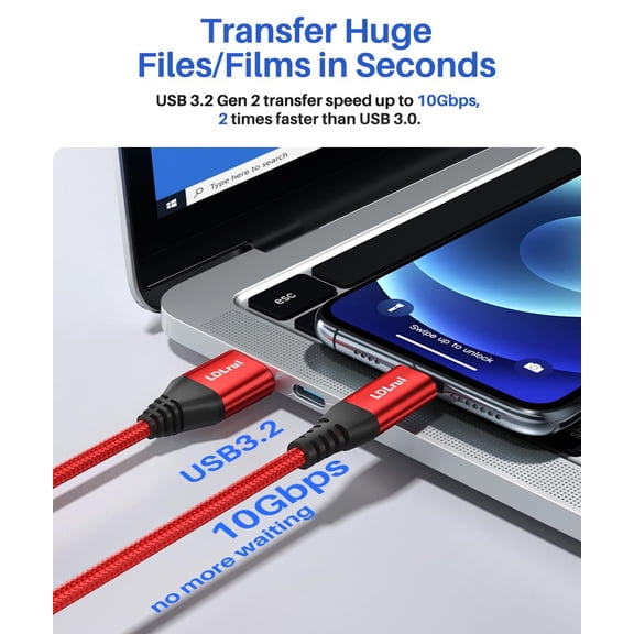 SLKOHDZ-10Gbps Android Auto USB C Data Cable [3ft, 3Pack], 3.1A USB C 3.1 Gen2 Cable Data Transfer, Type C CarPlay Fast Charging for iPhone 16 15 Pro/Pro Max/Plus, Samsung T7, Galaxy S23 S22 Ultra, S