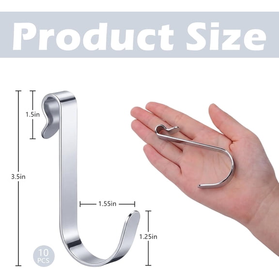 SLKOHDZ-10pcs J Hooks for Wire Shelving 3.5 Inch Large Silver Heavy Duty Metal Shelf Hooks for Wire Shelves Racks Closet Shelving Accessories