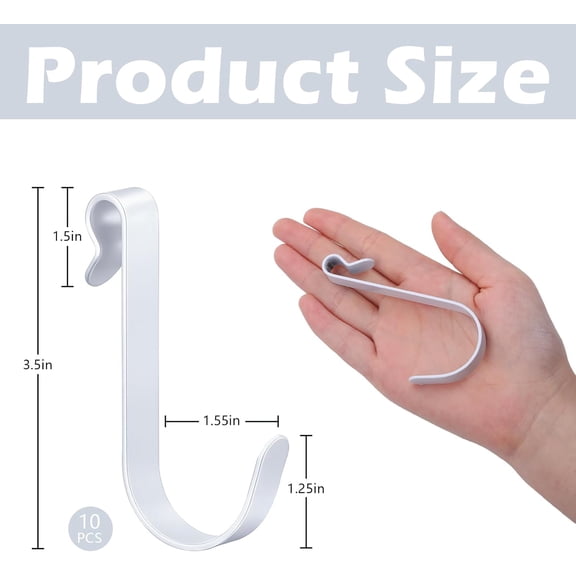 SLKOHDZ-10pcs J Hooks for Wire Shelving 3.5 Inch Large White Heavy Duty Metal Shelf Hooks for Wire Shelves Racks Closet Shelving Accessories