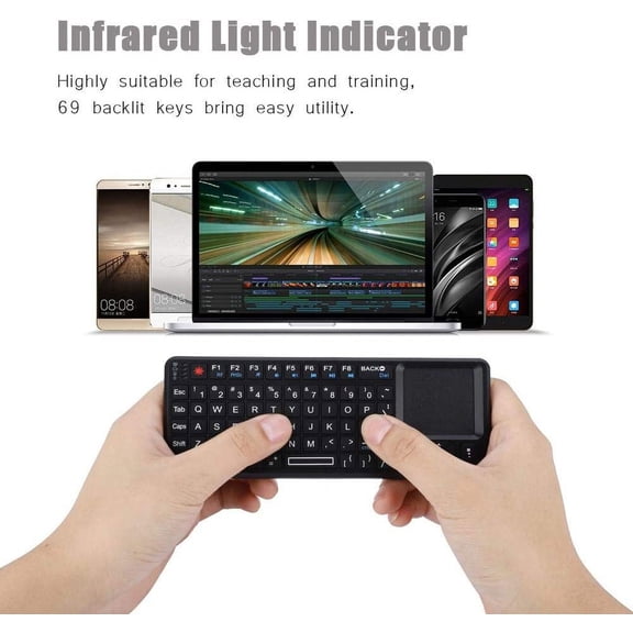 SLKOHDZ-2.4GHz Wireless Touchpad Keyboard, Super Thin&Lightweight Rechargeable Ultra Mini Thin USB Backlit Keyboard, Plug and Play Fits for HTPC, for PS3/4