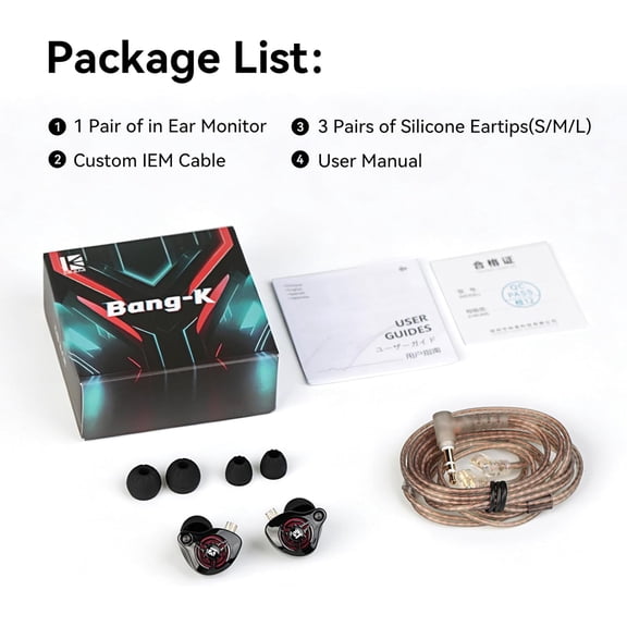 SLKOHDZ-2026 Latest erabuds,KBEAR BK1 Wired Gaming Earbuds,10mm Single DD in Ear Monitor,HiFi Headset Wired Earbuds IEM Earphones with Detachable Cable for Gaming/Music/Video (White, 3.5 with mic)