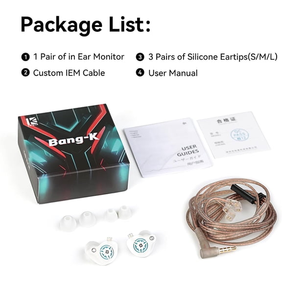 SLKOHDZ-2026 Latest erabuds,KBEAR BK1 Wired Gaming Earbuds,10mm Single DD in Ear Monitor,HiFi Headset Wired Earbuds IEM Earphones with Detachable Cable for Gaming/Music/Video (White, 3.5 with mic)