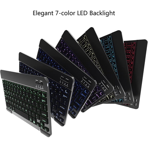 SLKOHDZ-7 Color Backlit Bluetooth Keyboard for iPad 11th 10th Gen, iPad Pro M4 13 12.9 11 inch, iPad Air M3 M2 5th 4th Generation, iPad Mini iPhone Rechargeable Android Tablet Phone Wireless Keyboard