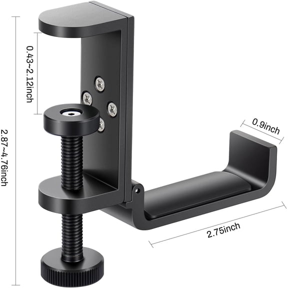 SLKOHDZ-All Aluminum Foldable Headphone Holder for Desk, Headset Stand for Desk,Backpack Holder Hook for Desk,Table Bag Hook,Under Desk Clamp Hook for Gaming PC Accessories,Black