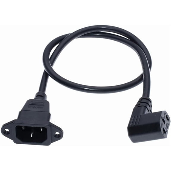 SLKOHDZ-C13 to C14 Panel Mount Power Cord 90 Degree IEC320 1.9ft Female to Male Chassis Power Extension Cord Power Plug Converter for Monitor Computer TV Printer Scanner Adapter