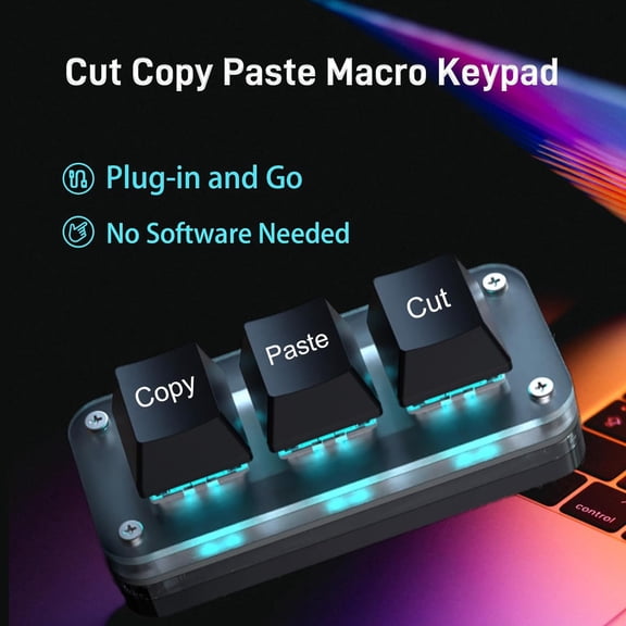 SLKOHDZ-Copy Keyboard, Cut Copy Paste Keypad, One Handed Macro Keypad, Programmable Mechanical Keyboard for Working and Gaming, Shortcut Keyboard for PC, MAC, Laptop (Black)