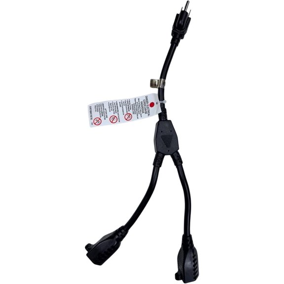 SLKOHDZ-Kentek 1 Ft Power Cord 3 Prong Extension Y Cable NEMA5-15P to 2 X NEMA5-15R 14 AWG 15A Black Heavy Duty Male to 2X Female Power Splitter
