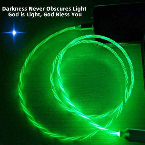 SLKOHDZ-Micro USB to USB A Android Phone Charger Cable Fast Charging High Data Speed Visible LED Current Flowing for All Micro USB Device-Green/39 Inches