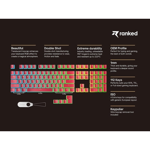 SLKOHDZ-Pudding PBT Keycaps | 112 Double Shot Translucent ANSI US & ISO Layout | OEM Profile for RGB Mechanical Gaming Keyboard (Red)