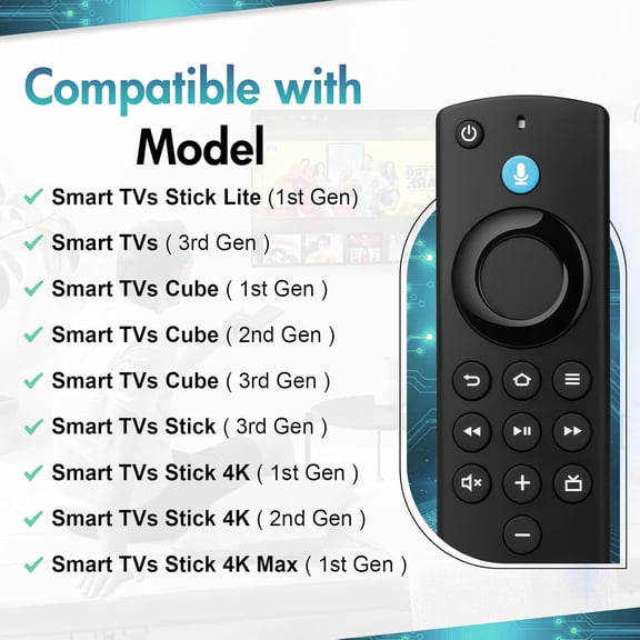 SLKOHDZ-Remote Replacement for All Fire Smart TVs, FireStick (2nd/3rd Gen/Lite/HD), TV Stick 4K (1st/2nd Gen/Max/Plus/Select), TV Cube (1st/2nd/3rd Gen), Fire Insignia/TCL/Pioneer Smart TVs