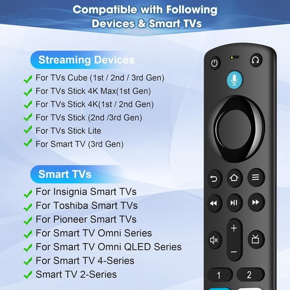 SLKOHDZ-Replacement Remote Control Compatible with Firestick 4K(1st/2nd Gen), TV Stick (2nd Gen/3rd Gen/Lite/4K Max/4K Plus), Fire-Smart-TVs Stick Remote for Smart TV 3rd Gen with Voice Search & Cube