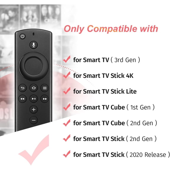 SLKOHDZ-Replacement Remote for Fire Smart TV, Compatible with Stick (4K Max, 4K, HD), Stick 2nd Gen/3rd Gen, TV Cube (1st/2nd Gen/3rd Gen) Not for Insignia,TCL Smart TVs