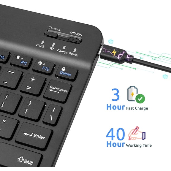 SLKOHDZ-Surface Pro Keyboard, Wireless Keyboard for Surface Pro 8/9/10/11/X/Go 1/2/3, Slim Design and Quiet Typing, Black