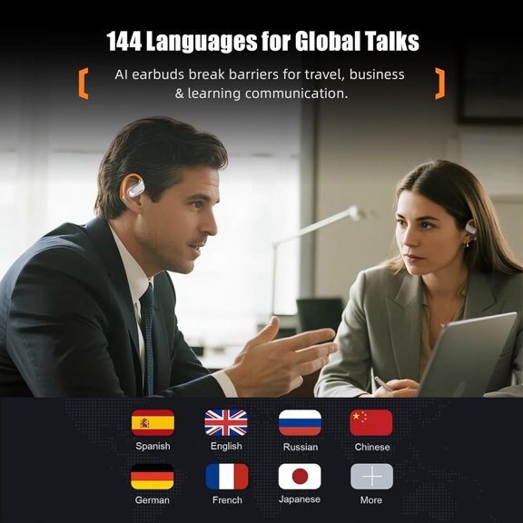 SLKOHDZ-Translation Earbuds Real time Bluetooth 5.4, with 1-Year Free Translation App (144 Languages), 3-in-1 Language translating Headphones for Learning Travel Business