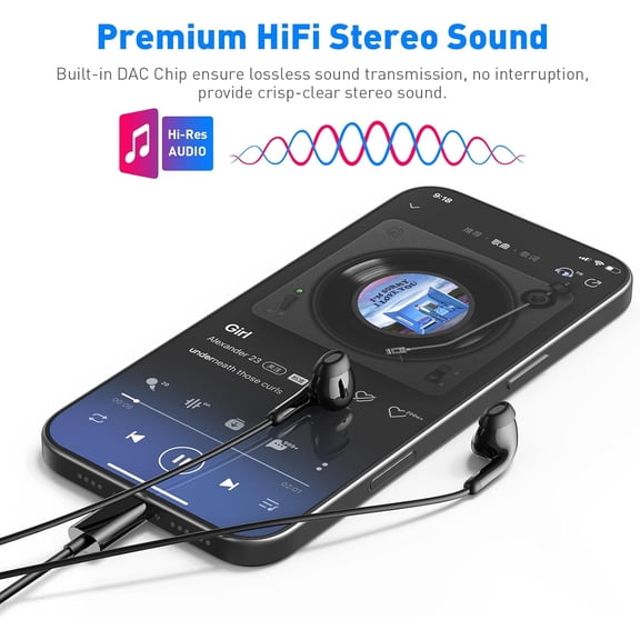 SLKOHDZ-USB C Headphones for iPhone 17 16 15 Pro Max Type C Wired Earbuds with Microphone Volume Control, Stereo In-ear Earphones for iPad Pro Galaxy S26 Ultra S25 S24/S23/S22/S21/S20 A17 A16 A55 Pix