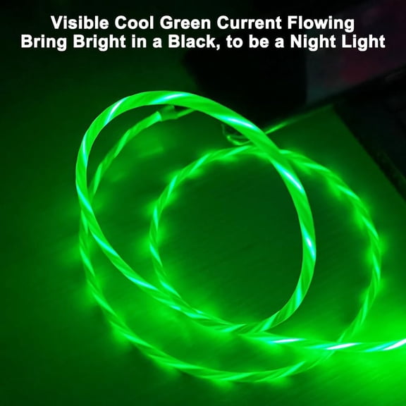 SLKOHDZ-USB Type C to USB A 2.0 Android Charger Cable Fast Charging High Data Speed Visible LED Current Flowing Compatible with All Type C Device-Green/39 Inches