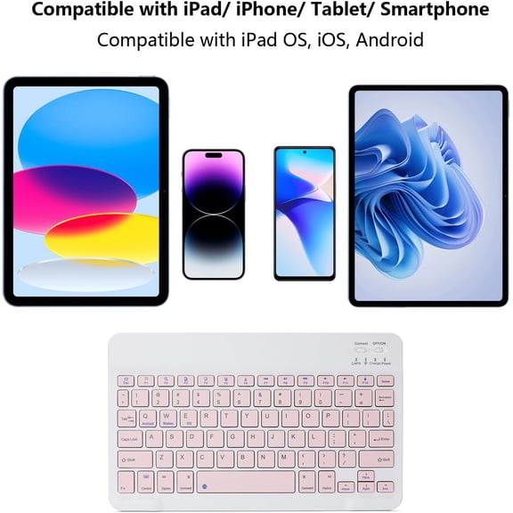 SLKOHDZ-Ultra-Slim Rechargeable Bluetooth Keyboard Portable Wireless Keyboard for iPad A16 11th 10th Generation, iPad Pro iPad Air iPad mini iPhone, Android Samsung Galaxy Tablet Smartphone Cell Phon
