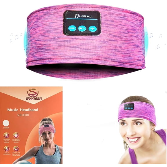 SLKOHDZ-Wireless Sleep Headphones for Women - Bluetooth Headband for Side Sleepers with Adjustable Headband (Rose Red)