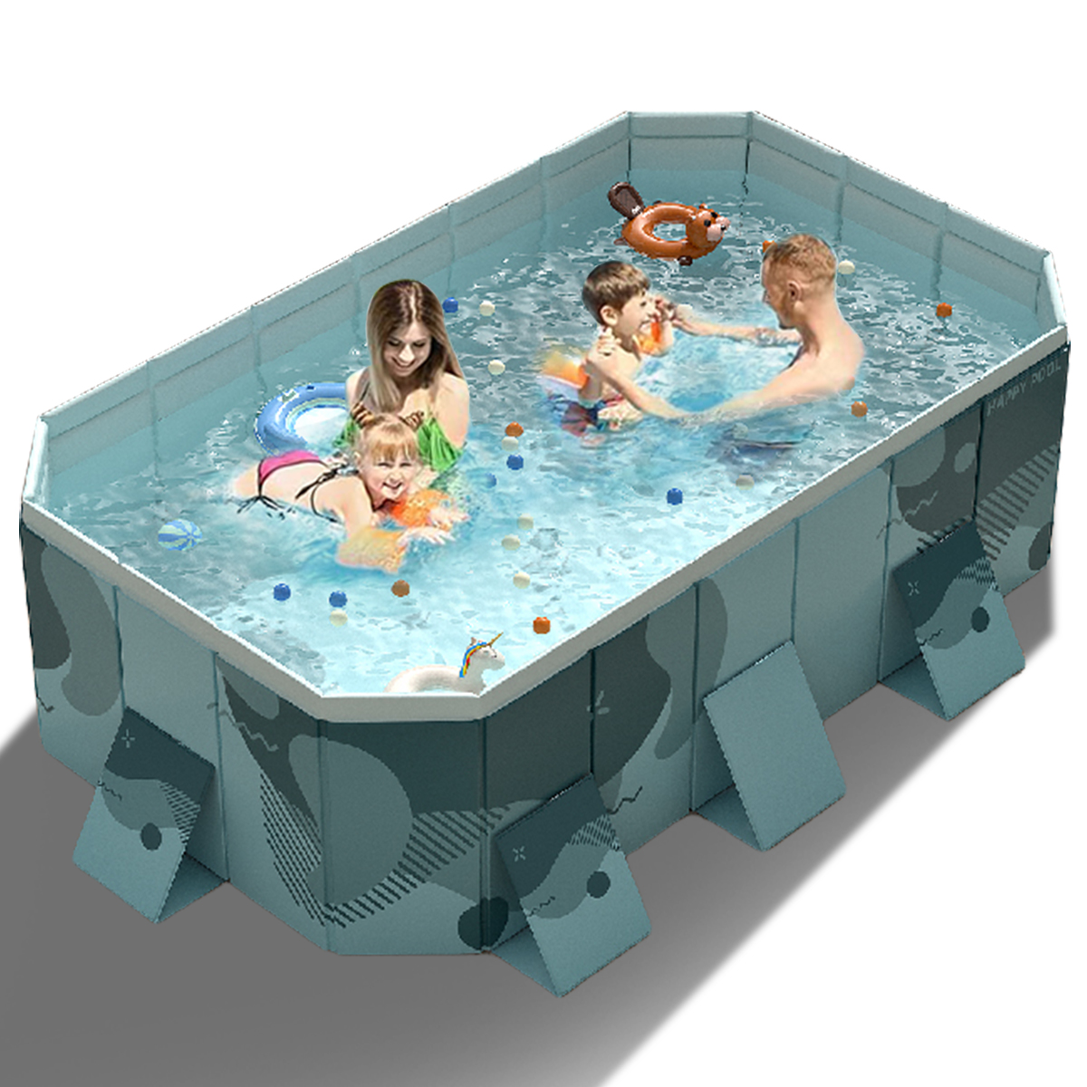 SLLINGLUO Foldable Swimming Pool,Outdoor Non-Inflatable Sturdy PVC ...
