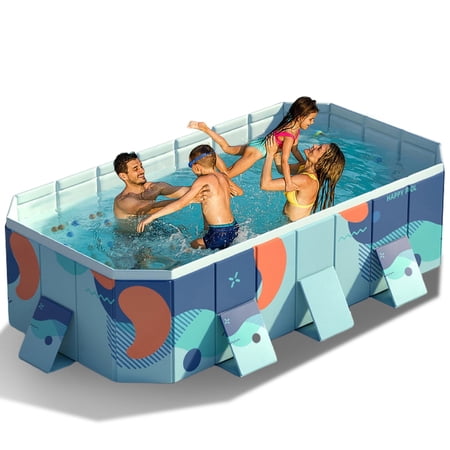 SLLINGLUO Foldable Swimming Pool, Large Non-inflatable Adults Kids Outdoor Pools, 116inch