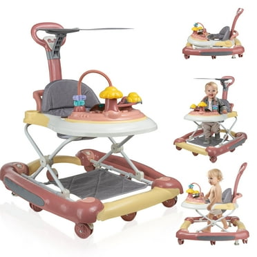 SLLINGLUO Music Lights Baby Walker for Boys and Girls, Infant Walker with Toys, Adjustable(Pink)