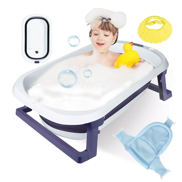 SLLINGLUO NonSlip Folding Baby Bathtub with Antiskid Pad, Portable