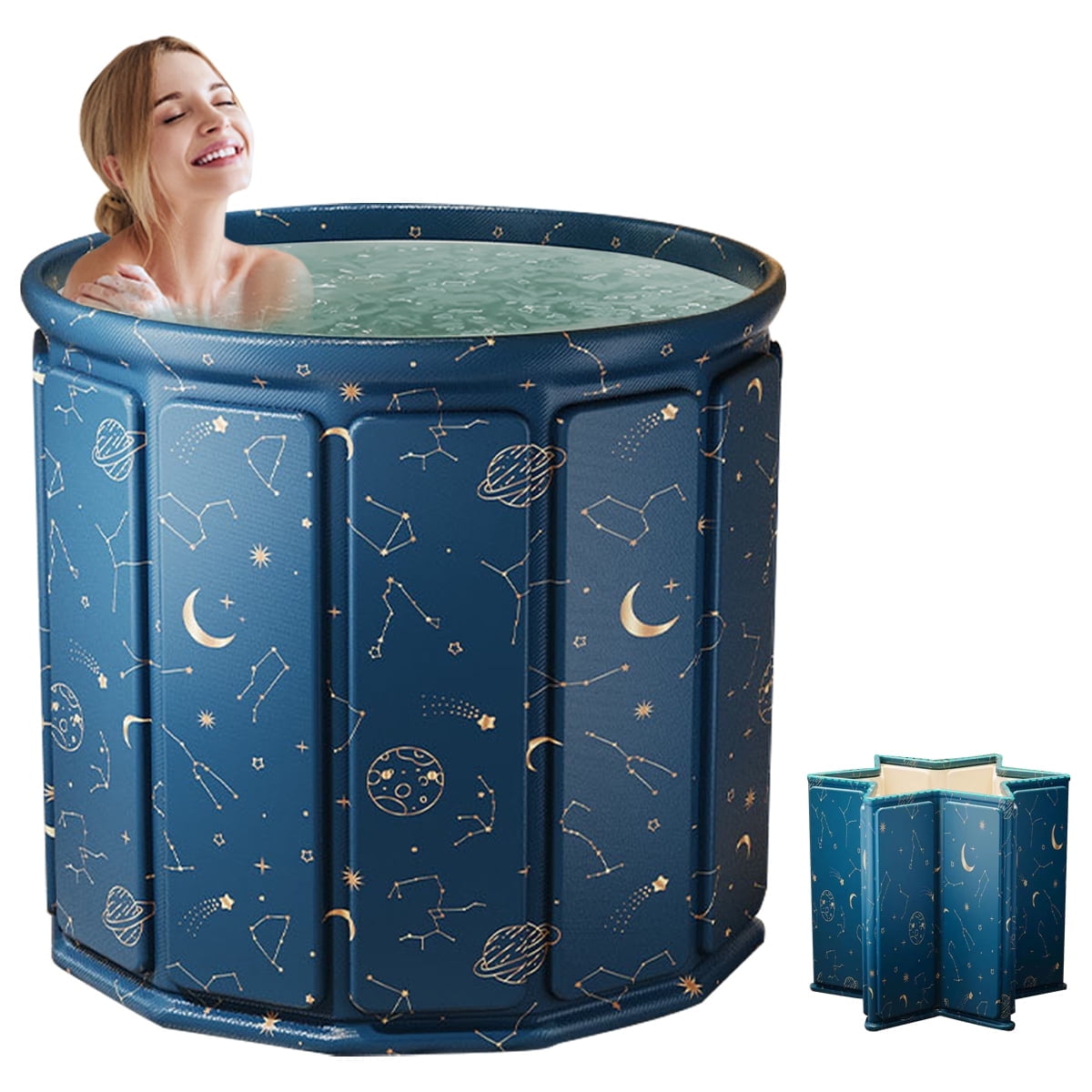 SLLINGLUO Upgraded Foldable Bathtub, No-Installation Portable Adults and Kids Bath tub for Baby Swimming, Bathing, Sauna, and Soaking, Space