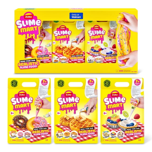 Slime Mart Small Bag (3 PACK) by ZURU, Compound Slime Toy, Arts & Crafts for Kids and Kidults, Soft Slime Making Kit - Slime Kit for Ages 6 -10 - Fidget Toys - Sensory Toys