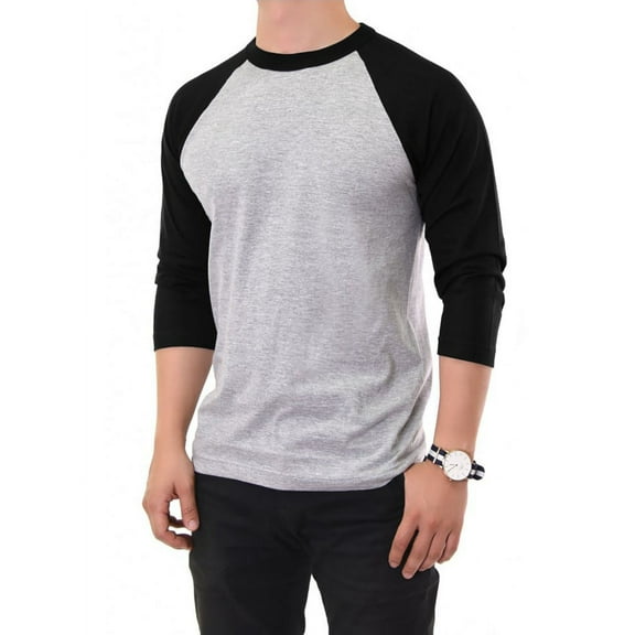 SLM Men's 100% Cotton 3/4 Length Sleeve Raglan Baseball T-Shirt