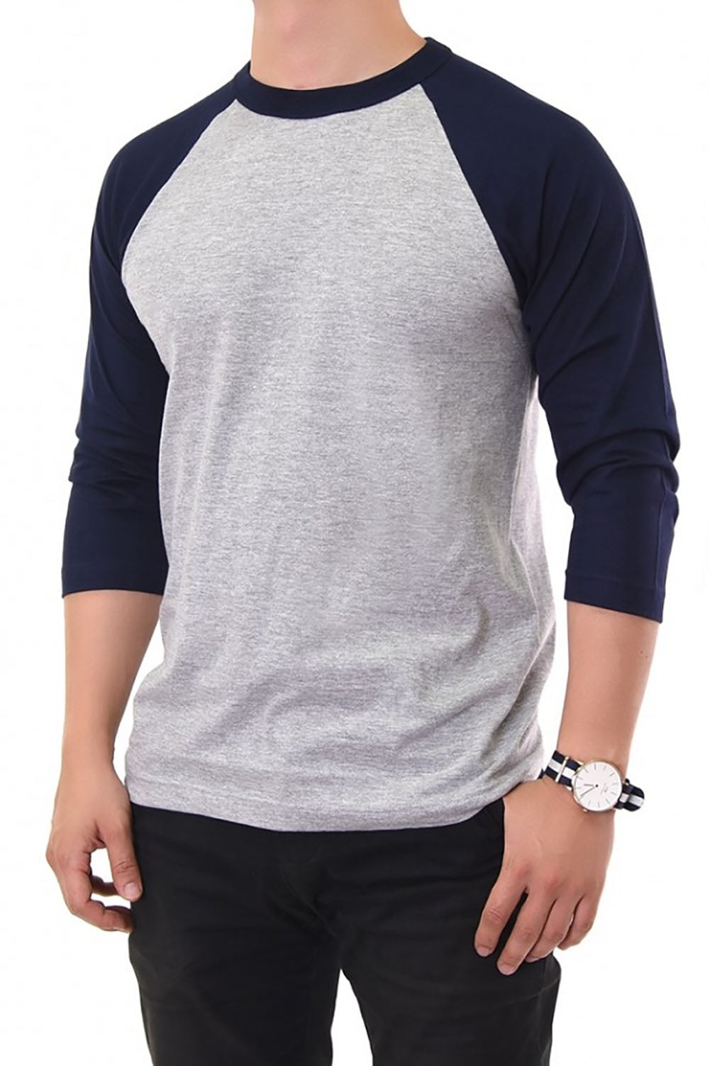 SLM Men's 100 Cotton 3/4 Length Sleeve Raglan Baseball TShirt