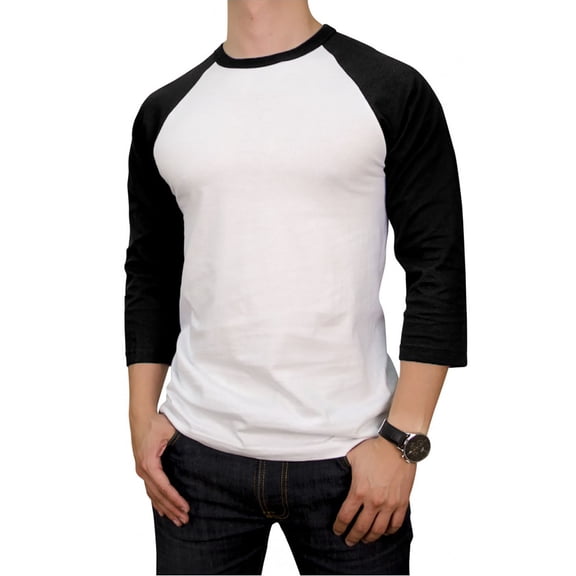 SLM Men's 100% Cotton 3/4 Length Sleeve Raglan Baseball T-Shirt