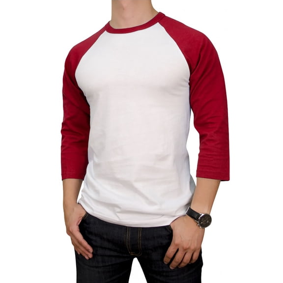 SLM Men's 100% Cotton 3/4 Length Sleeve Raglan Baseball T-Shirt