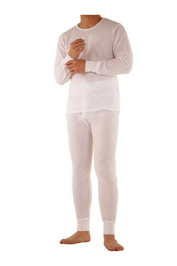 Men's 100% Cotton Long Johns Thermal Underwear Set Waffle Insulated Base Layer
