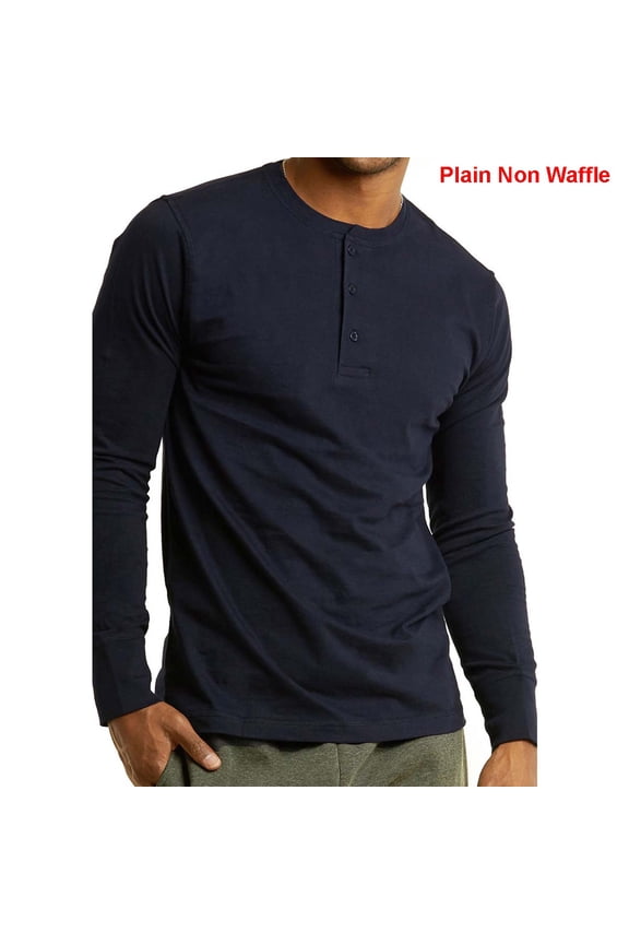 Men’s 100% Cotton Thermal Top Waffle Knit Henley Undershirt