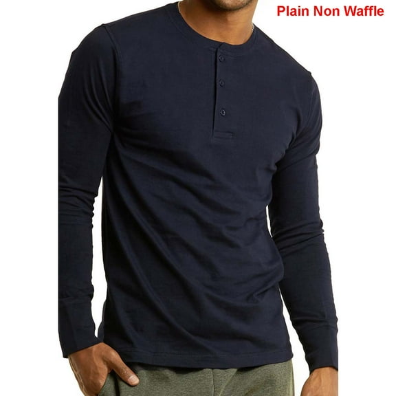 SLM Men’s 100% Cotton Thermal Top Waffle Knit Henley Undershirt