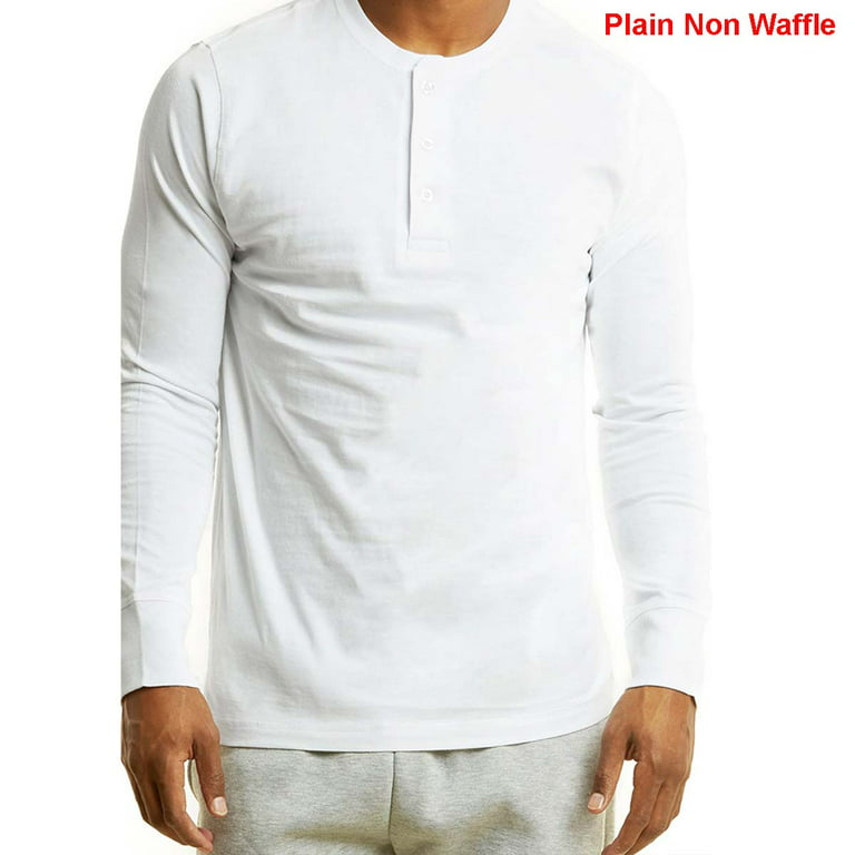 SLM Men’s 100% Cotton Thermal Top Waffle Knit Henley Undershirt