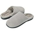 thumbnail image 1 of SLM Men's Bedroom Slippers Faux Fur Lined Non Skid House Shoes Warm, 1 of 7