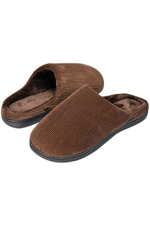 Men's Bedroom Slippers Faux Fur Lined Non Skid House Shoes Warm