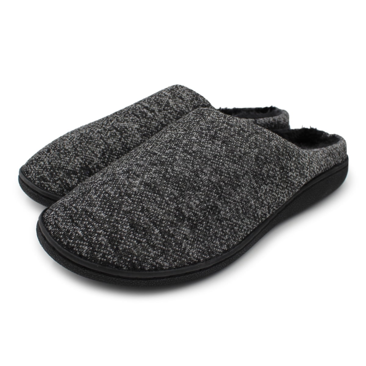 SLM Men's Bedroom Slippers Non Skid Faux Fur Lined House Shoe Slides