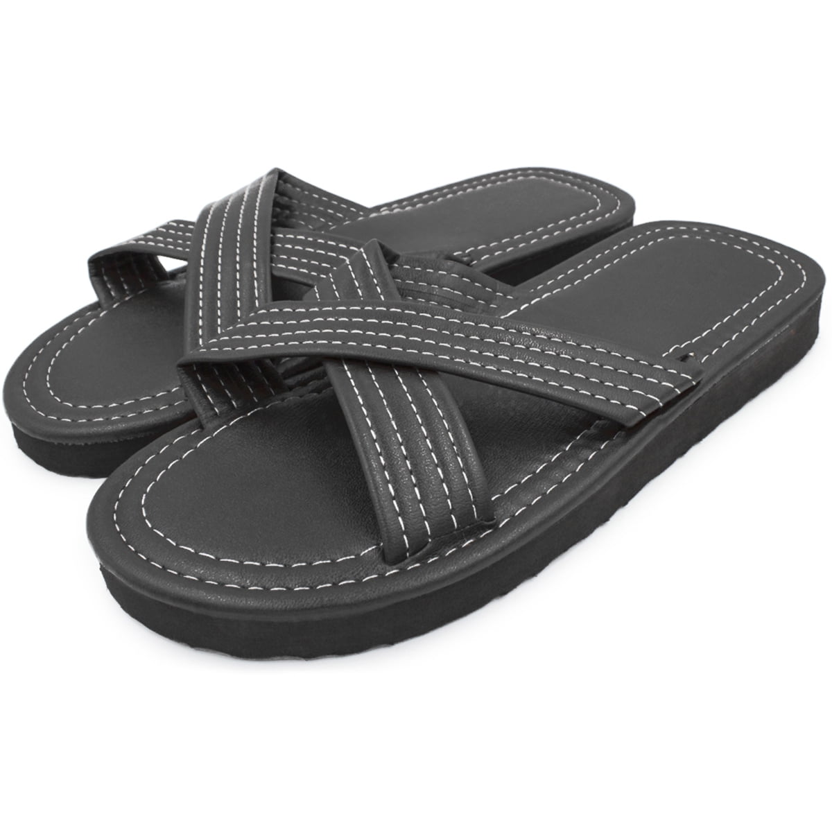 SLM Men's Flip Flop Criss-Cross Sandals Faux Leather Open Toe Shoes - image 1 of 4
