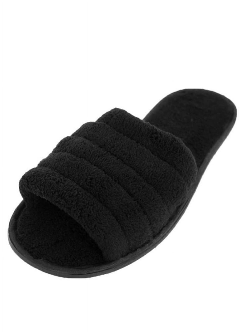 Strong Souls Men's Memory Foam Slippers - Open Back Fleece Lined Mules House Shoes