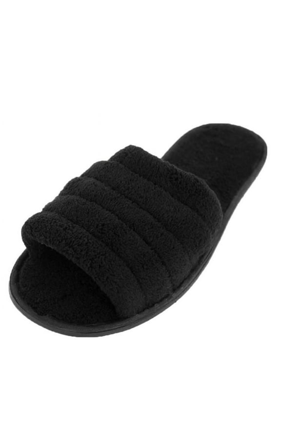 Men's Plush Terry Open Toe Slippers Indoor Slide Slip On