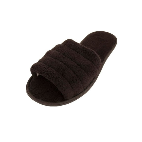 SLM Men's Plush Terry Open Toe Slippers Indoor Slide Slip On