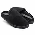 thumbnail image 1 of SLM Men's Suede Slip On Fleece Lined Open Back Hard Bottom House Shoe Slippers, 1 of 6