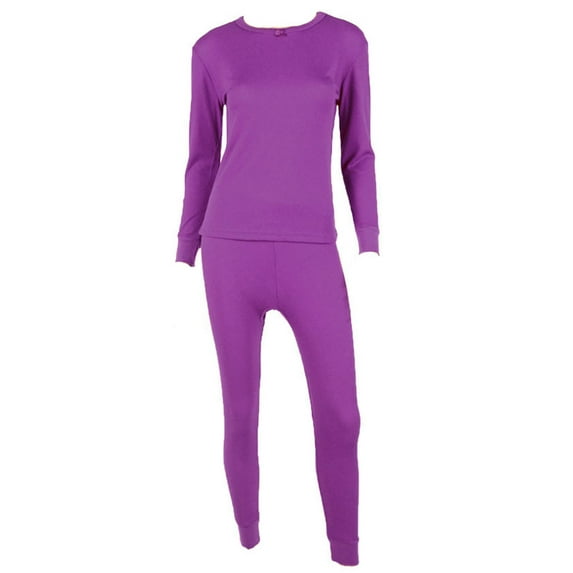 SLM Women's 100% Cotton Thermal Underwear Two Piece Long Hons Set-2XL-Purple