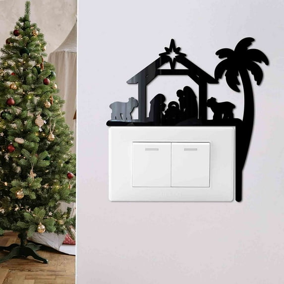 SLMOTUAE Christmas Nativity Scene Acrylic Mirror Sticker, Home Wall Decor Decal, Christmas Wall Art for Living Room, Holiday Decorations, Nativity Stickers