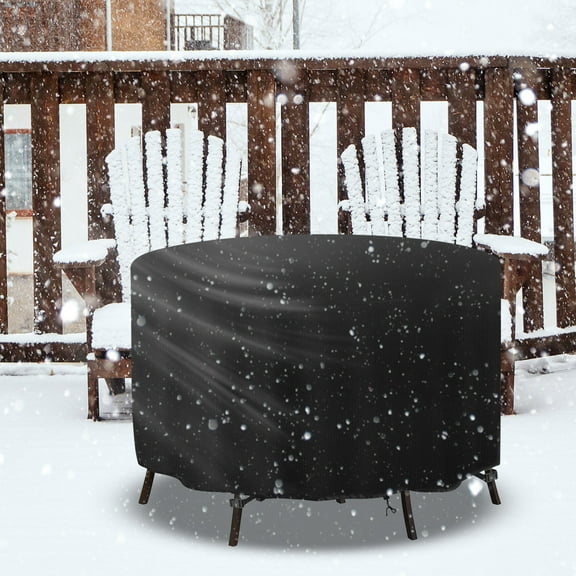 SLMOTUAE Outdoor Terrace Furniture Cover Round table and chair cover for outdoor use, providing protection from sun, cold, and snow.